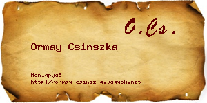 Ormay Csinszka névjegykártya